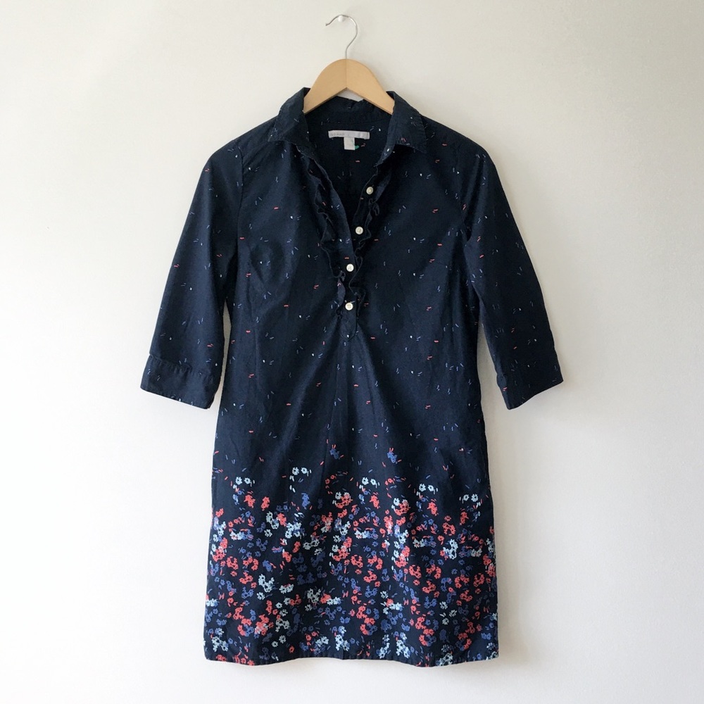 2/$15 Old Navy Blue Floral Shift Dress 3/4 Sleeve